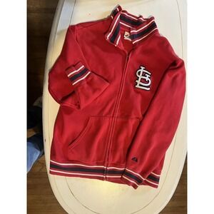 St Louis Cardinals Majestic Full Zip Jacket Red MLB Baseball Track Jacket Mens M